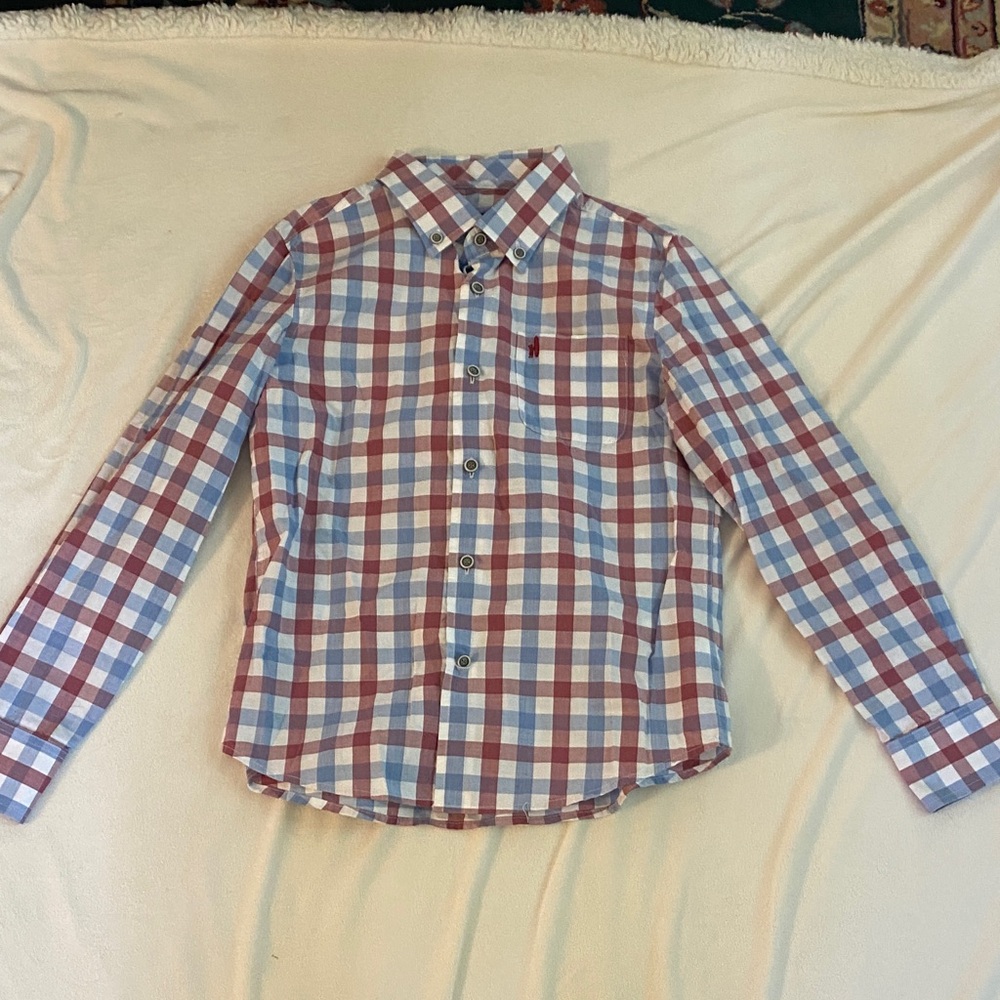 johnnie-O Blue and Red Plaid Casual Shirt